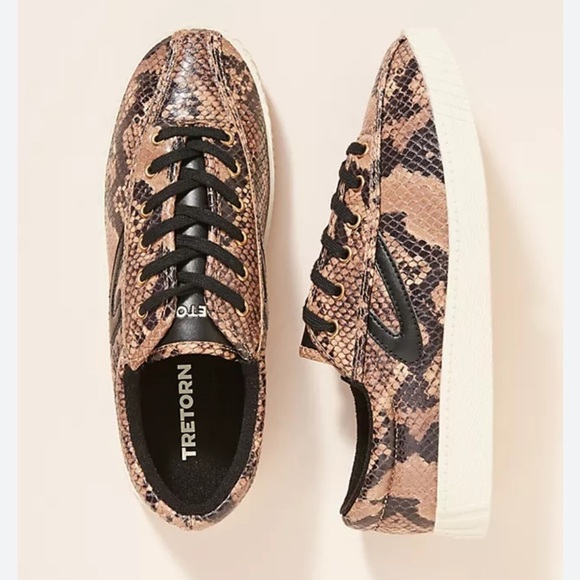 ❤️ Tretorn sneakers Anthropologie animal print retro size 6.5 Nylite - Picture 1 of 8